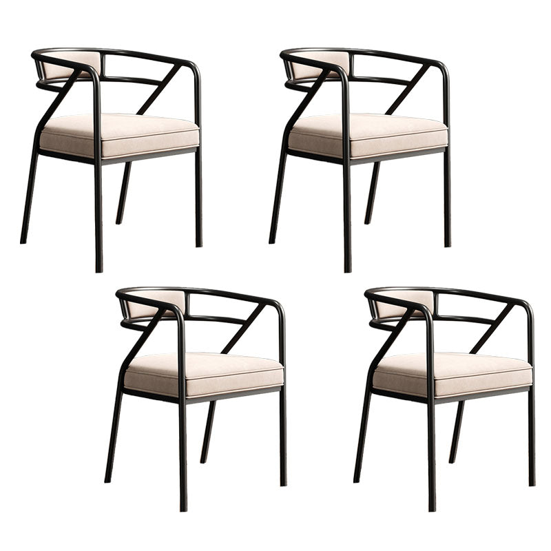 Glam Dining Chair Open Back Upholstered Dining Side Chair with Metal Legs Beige 4 Piece Set Clearhalo 'Dining Chairs' 'Dining Tables & Seating' 'dining_chair' 'furn' 'furn_dining_chair' 'Furniture' 'furniture_dining_chair' 'Kitchen & Dining Furniture' 4819532