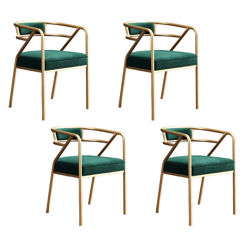 Glam Dining Chair Open Back Upholstered Dining Side Chair with Metal Legs Blackish Green 4 Piece Set Clearhalo 'Dining Chairs' 'Dining Tables & Seating' 'dining_chair' 'furn' 'furn_dining_chair' 'Furniture' 'furniture_dining_chair' 'Kitchen & Dining Furniture' 4819535