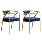 Glam Dining Chair Open Back Upholstered Dining Side Chair with Metal Legs Blue Gold 2 Piece Set Clearhalo 'Dining Chairs' 'Dining Tables & Seating' 'dining_chair' 'furn' 'furn_dining_chair' 'Furniture' 'furniture_dining_chair' 'Kitchen & Dining Furniture' 4819537