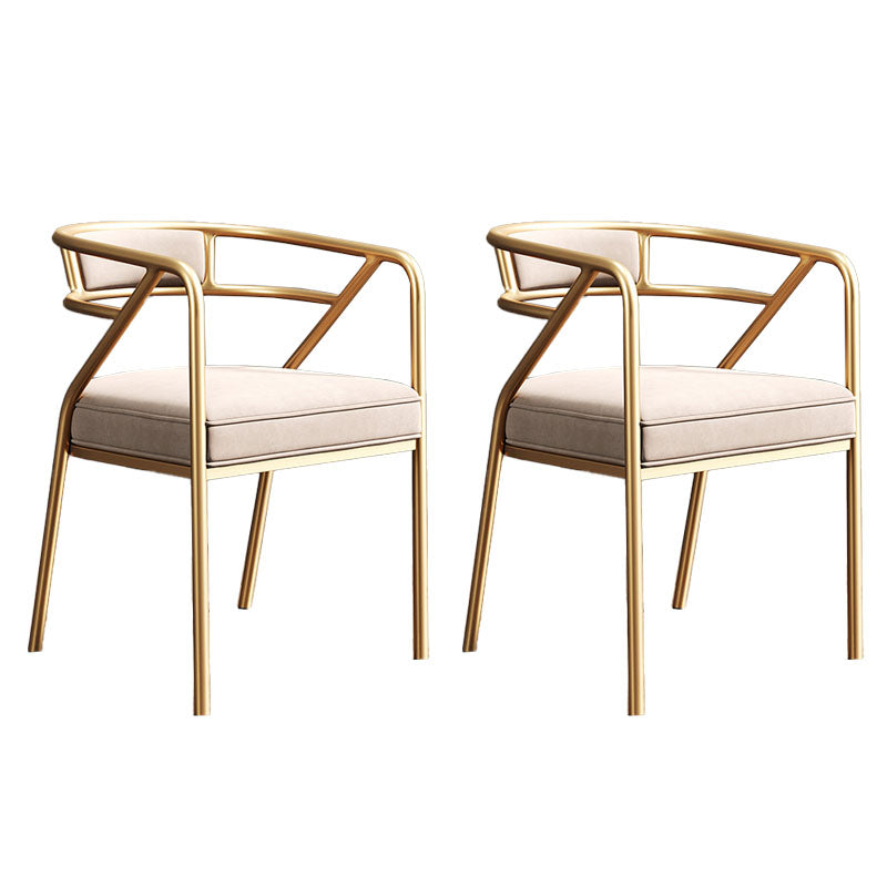 Glam Dining Chair Open Back Upholstered Dining Side Chair with Metal Legs Off-White 2 Piece Set Clearhalo 'Dining Chairs' 'Dining Tables & Seating' 'dining_chair' 'furn' 'furn_dining_chair' 'Furniture' 'furniture_dining_chair' 'Kitchen & Dining Furniture' 4819540