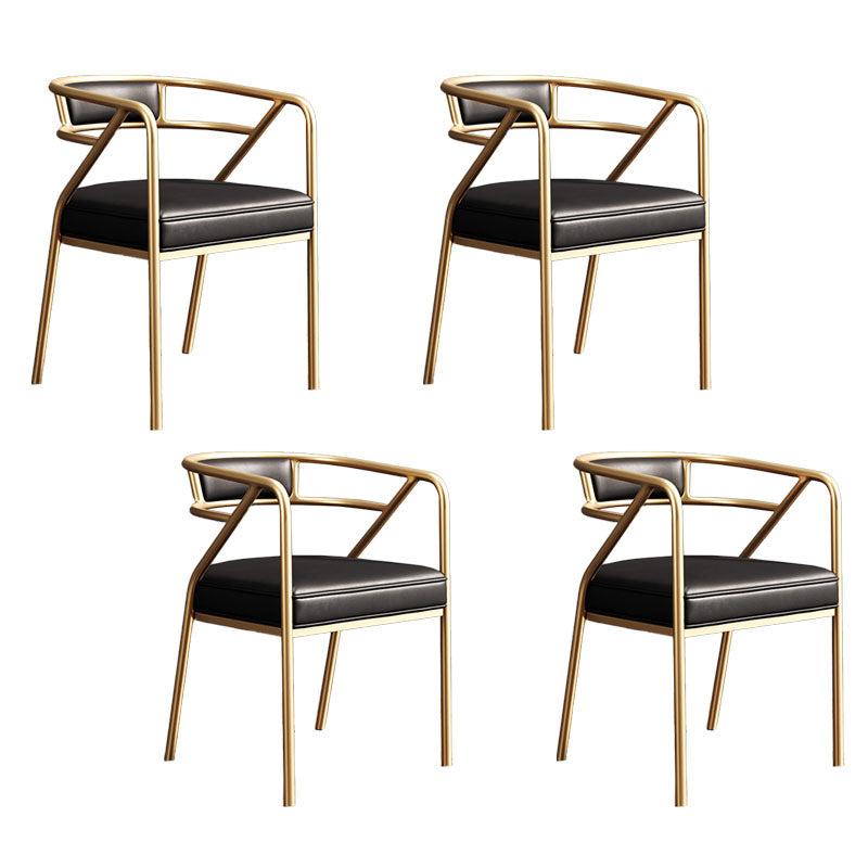 Glam Dining Chair Open Back Upholstered Dining Side Chair with Metal Legs Gold-Black 4 Piece Set Clearhalo 'Dining Chairs' 'Dining Tables & Seating' 'dining_chair' 'furn' 'furn_dining_chair' 'Furniture' 'furniture_dining_chair' 'Kitchen & Dining Furniture' 4819544
