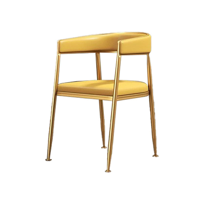 Glam Gold Metal Arm Chair Open Back Dining Side Chair with Upholstered Yellow 1 Piece Clearhalo 'Dining Chairs' 'Dining Tables & Seating' 'dining_chair' 'furn' 'furn_dining_chair' 'Furniture' 'furniture_dining_chair' 'Kitchen & Dining Furniture' 4819552