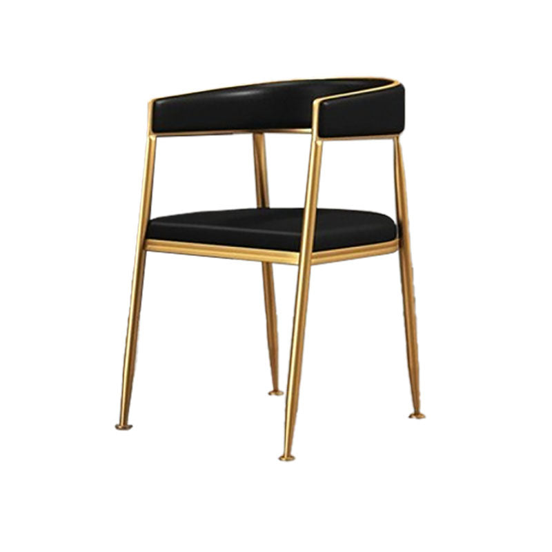 Glam Gold Metal Arm Chair Open Back Dining Side Chair with Upholstered Gloss Black 1 Piece Clearhalo 'Dining Chairs' 'Dining Tables & Seating' 'dining_chair' 'furn' 'furn_dining_chair' 'Furniture' 'furniture_dining_chair' 'Kitchen & Dining Furniture' 4819558
