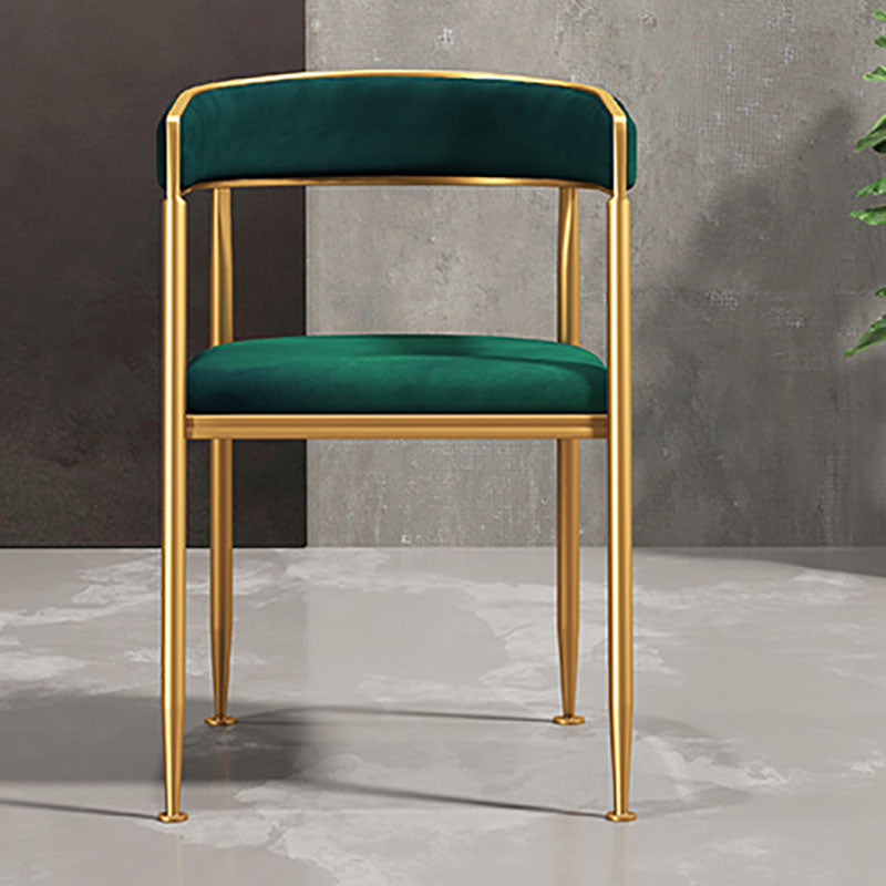 Glam Gold Metal Arm Chair Open Back Dining Side Chair with Upholstered Clearhalo 'Dining Chairs' 'Dining Tables & Seating' 'dining_chair' 'furn' 'furn_dining_chair' 'Furniture' 'furniture_dining_chair' 'Kitchen & Dining Furniture' 4819562