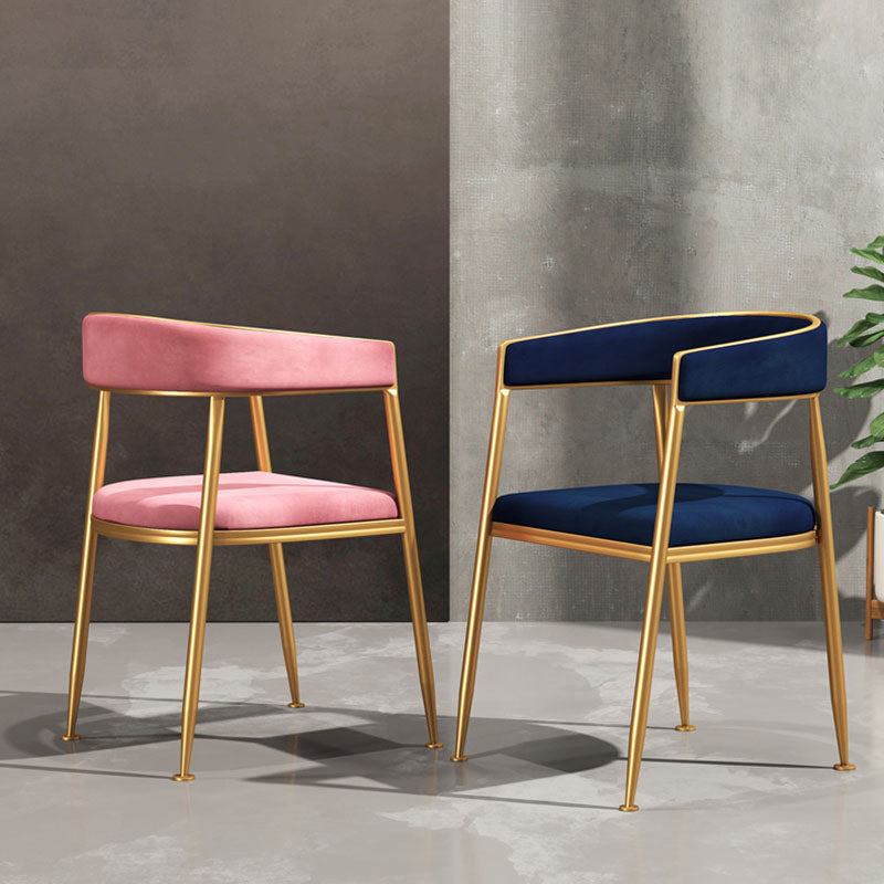 Glam Gold Metal Arm Chair Open Back Dining Side Chair with Upholstered Clearhalo 'Dining Chairs' 'Dining Tables & Seating' 'dining_chair' 'furn' 'furn_dining_chair' 'Furniture' 'furniture_dining_chair' 'Kitchen & Dining Furniture' 4819565