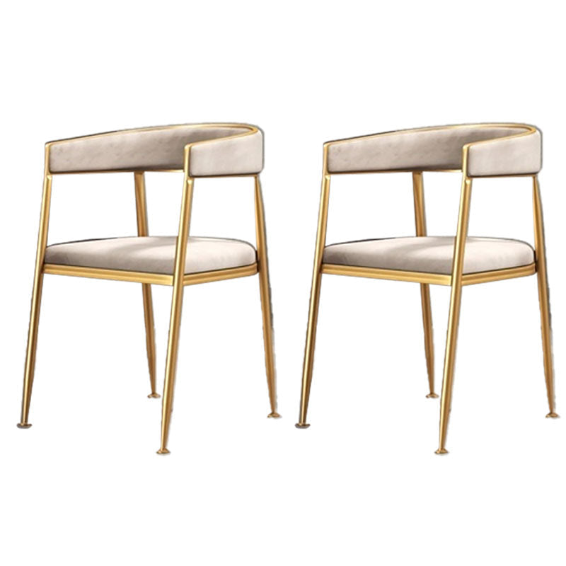 Glam Gold Metal Arm Chair Open Back Dining Side Chair with Upholstered Off-White 2 Piece Set Clearhalo 'Dining Chairs' 'Dining Tables & Seating' 'dining_chair' 'furn' 'furn_dining_chair' 'Furniture' 'furniture_dining_chair' 'Kitchen & Dining Furniture' 4819566
