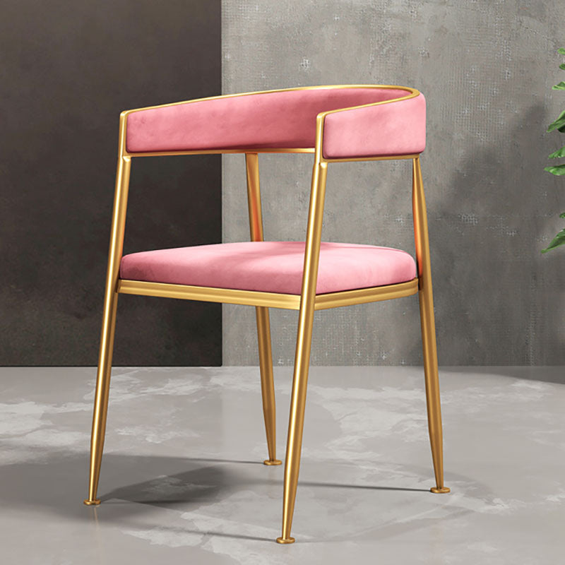 Glam Gold Metal Arm Chair Open Back Dining Side Chair with Upholstered Clearhalo 'Dining Chairs' 'Dining Tables & Seating' 'dining_chair' 'furn' 'furn_dining_chair' 'Furniture' 'furniture_dining_chair' 'Kitchen & Dining Furniture' 4819567