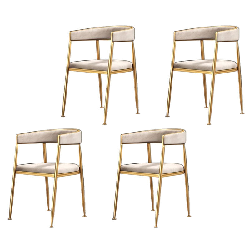 Glam Gold Metal Arm Chair Open Back Dining Side Chair with Upholstered Off-White 4 Piece Set Clearhalo 'Dining Chairs' 'Dining Tables & Seating' 'dining_chair' 'furn' 'furn_dining_chair' 'Furniture' 'furniture_dining_chair' 'Kitchen & Dining Furniture' 4819568