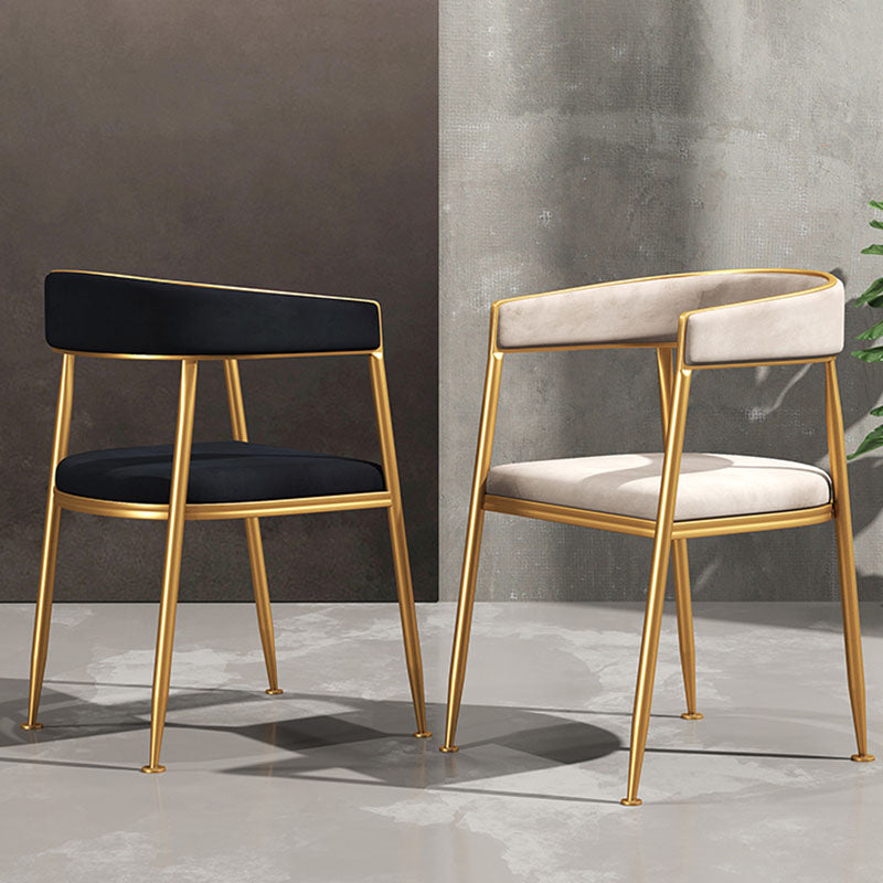 Glam Gold Metal Arm Chair Open Back Dining Side Chair with Upholstered Clearhalo 'Dining Chairs' 'Dining Tables & Seating' 'dining_chair' 'furn' 'furn_dining_chair' 'Furniture' 'furniture_dining_chair' 'Kitchen & Dining Furniture' 4819569