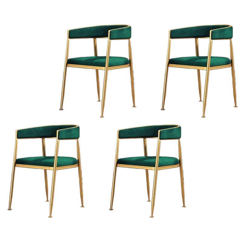 Glam Gold Metal Arm Chair Open Back Dining Side Chair with Upholstered Green 4 Piece Set Clearhalo 'Dining Chairs' 'Dining Tables & Seating' 'dining_chair' 'furn' 'furn_dining_chair' 'Furniture' 'furniture_dining_chair' 'Kitchen & Dining Furniture' 4819573