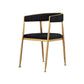 Glam Gold Metal Arm Chair Open Back Dining Side Chair with Upholstered Black 1 Piece Clearhalo 'Dining Chairs' 'Dining Tables & Seating' 'dining_chair' 'furn' 'furn_dining_chair' 'Furniture' 'furniture_dining_chair' 'Kitchen & Dining Furniture' 4819574