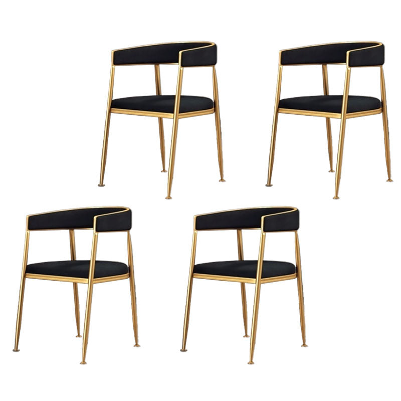 Glam Gold Metal Arm Chair Open Back Dining Side Chair with Upholstered Black 4 Piece Set Clearhalo 'Dining Chairs' 'Dining Tables & Seating' 'dining_chair' 'furn' 'furn_dining_chair' 'Furniture' 'furniture_dining_chair' 'Kitchen & Dining Furniture' 4819576