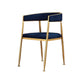 Glam Gold Metal Arm Chair Open Back Dining Side Chair with Upholstered Dark Blue 1 Piece Clearhalo 'Dining Chairs' 'Dining Tables & Seating' 'dining_chair' 'furn' 'furn_dining_chair' 'Furniture' 'furniture_dining_chair' 'Kitchen & Dining Furniture' 4819577