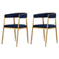 Glam Gold Metal Arm Chair Open Back Dining Side Chair with Upholstered Dark Blue 2 Piece Set Clearhalo 'Dining Chairs' 'Dining Tables & Seating' 'dining_chair' 'furn' 'furn_dining_chair' 'Furniture' 'furniture_dining_chair' 'Kitchen & Dining Furniture' 4819578