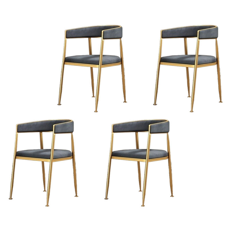 Glam Gold Metal Arm Chair Open Back Dining Side Chair with Upholstered Dark Gray 4 Piece Set Clearhalo 'Dining Chairs' 'Dining Tables & Seating' 'dining_chair' 'furn' 'furn_dining_chair' 'Furniture' 'furniture_dining_chair' 'Kitchen & Dining Furniture' 4819585