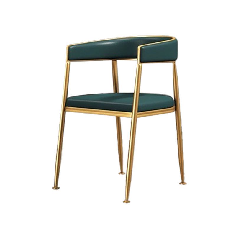 Glam Gold Metal Arm Chair Open Back Dining Side Chair with Upholstered Blackish Green 1 Piece Clearhalo 'Dining Chairs' 'Dining Tables & Seating' 'dining_chair' 'furn' 'furn_dining_chair' 'Furniture' 'furniture_dining_chair' 'Kitchen & Dining Furniture' 4819589