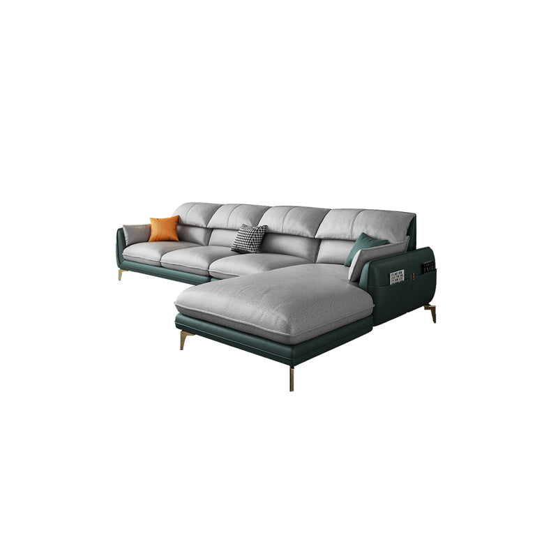 Scandinavian L-Shape Sectional Faux Leather Sofa and Chaise with Storage for Apartment Clearhalo 'furn' 'furn_sectionals' 'Furniture' 'furniture_sectionals' 'kitchen' 'kitchen_sectionals' 'Living Room Furniture' 'Sectionals' 4819695