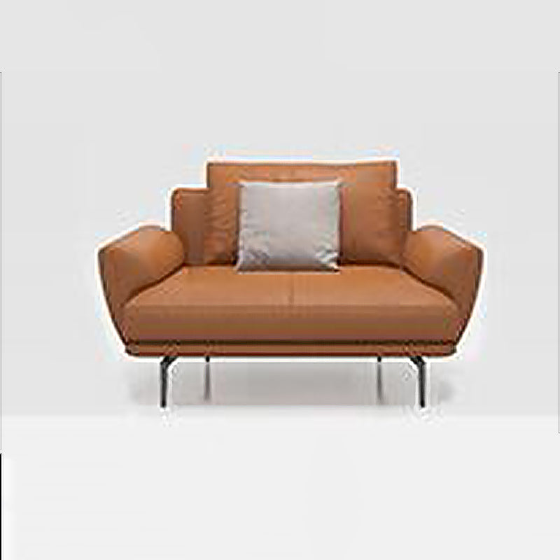 Tan Recessed Arm Sectionals Pillowed Back Cushions Corner Sofa 42.5"L x 35"W x 35"H Clearhalo 'furn' 'furn_sectionals' 'Furniture' 'furniture_sectionals' 'kitchen' 'kitchen_sectionals' 'Living Room Furniture' 'Sectionals' 4819709