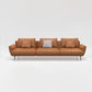 Tan Recessed Arm Sectionals Pillowed Back Cushions Corner Sofa 129"L x 35"W x 35"H Genuine Leather Clearhalo 'furn' 'furn_sectionals' 'Furniture' 'furniture_sectionals' 'kitchen' 'kitchen_sectionals' 'Living Room Furniture' 'Sectionals' 4819710