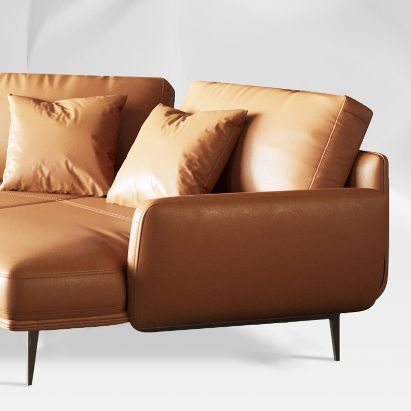 Tan Recessed Arm Sectionals Pillowed Back Cushions Corner Sofa Clearhalo 'furn' 'furn_sectionals' 'Furniture' 'furniture_sectionals' 'kitchen' 'kitchen_sectionals' 'Living Room Furniture' 'Sectionals' 4819713