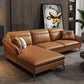Sloped Arms Genuine Leather Sectional Sofa 35.43"High Cushion Back Sofa, Dark Brown 112"L x 68"W x 35"H Latex Clearhalo 'furn' 'furn_sectionals' 'Furniture' 'furniture_sectionals' 'kitchen' 'kitchen_sectionals' 'Living Room Furniture' 'Sectionals' 4819739