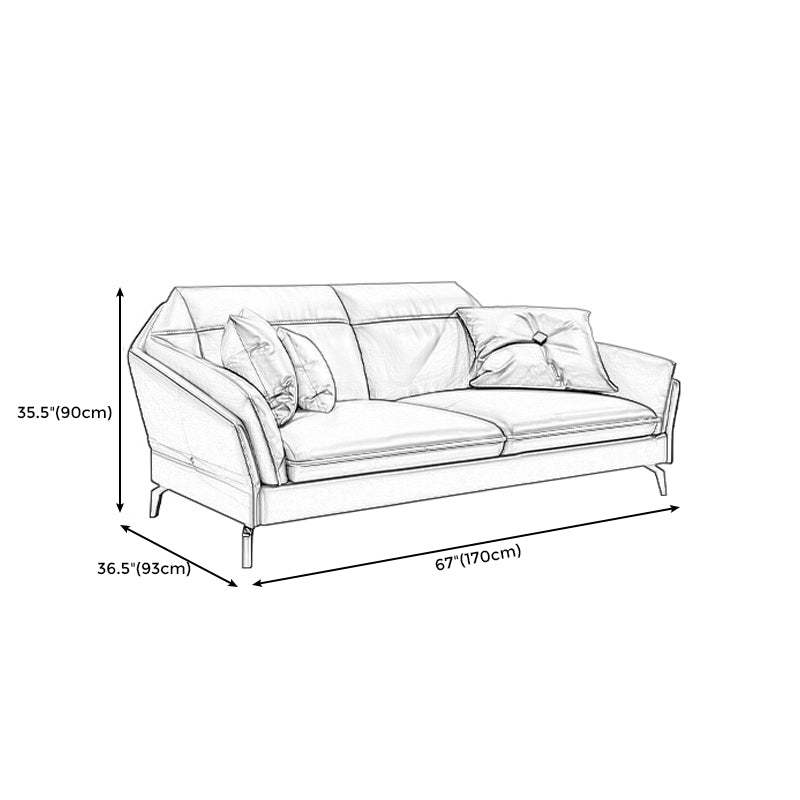 Sloped Arms Genuine Leather Sectional Sofa 35.43"High Cushion Back Sofa, Dark Brown Clearhalo 'furn' 'furn_sectionals' 'Furniture' 'furniture_sectionals' 'kitchen' 'kitchen_sectionals' 'Living Room Furniture' 'Sectionals' 4819748