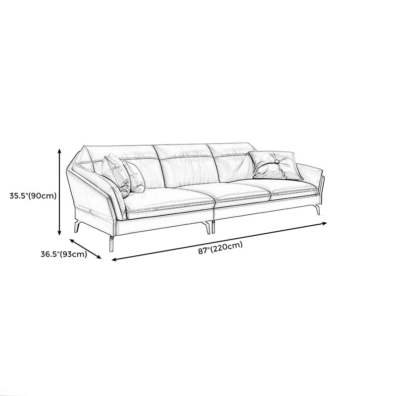 Sloped Arms Genuine Leather Sectional Sofa 35.43"High Cushion Back Sofa, Dark Brown Clearhalo 'furn' 'furn_sectionals' 'Furniture' 'furniture_sectionals' 'kitchen' 'kitchen_sectionals' 'Living Room Furniture' 'Sectionals' 4819749