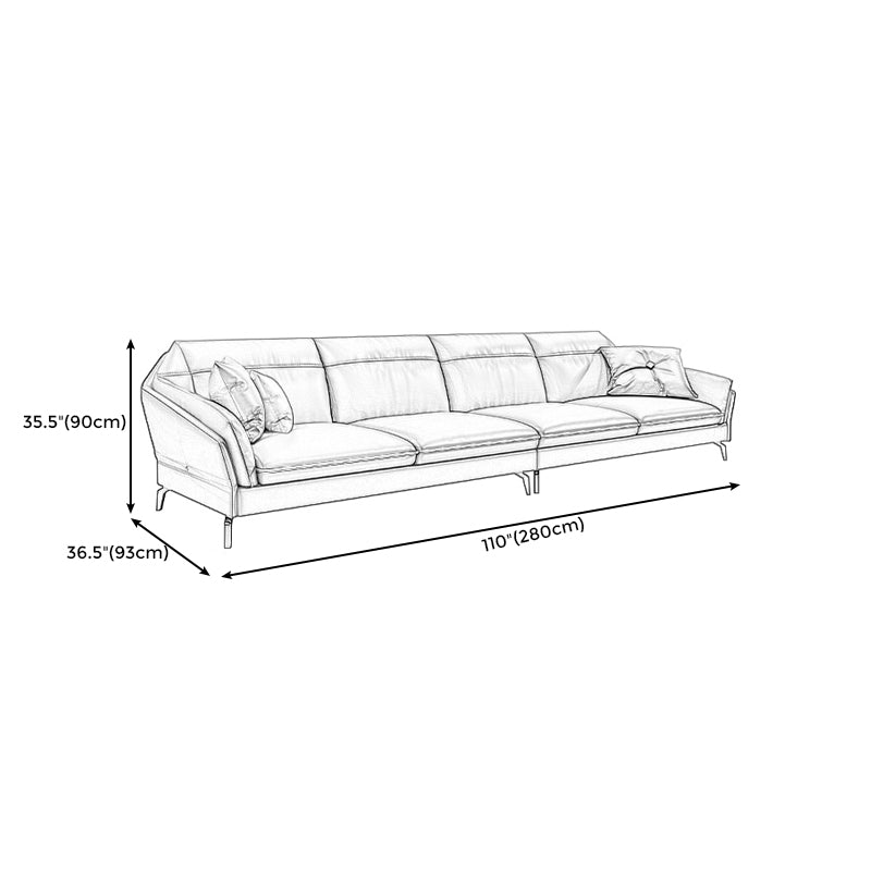 Sloped Arms Genuine Leather Sectional Sofa 35.43"High Cushion Back Sofa, Dark Brown Clearhalo 'furn' 'furn_sectionals' 'Furniture' 'furniture_sectionals' 'kitchen' 'kitchen_sectionals' 'Living Room Furniture' 'Sectionals' 4819750