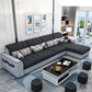 Modern Square Arm Sectionals 106.3"L High Back Sofa and Chaise with Storage Black Clearhalo 'furn' 'furn_sectionals' 'Furniture' 'furniture_sectionals' 'kitchen' 'kitchen_sectionals' 'Living Room Furniture' 'Sectionals' 4819758