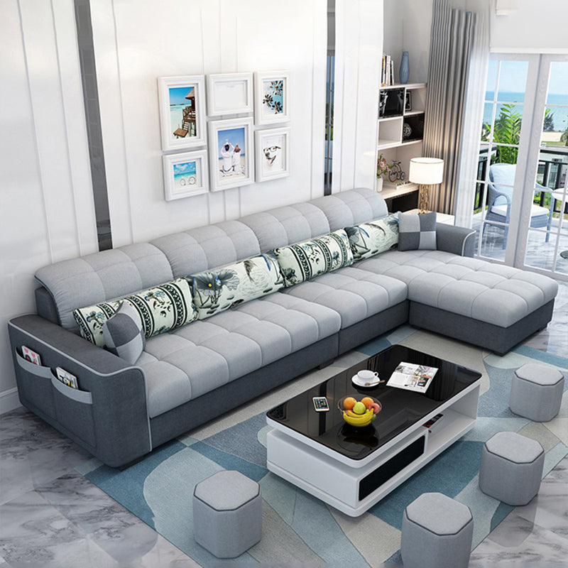 Modern Square Arm Sectionals 106.3"L High Back Sofa and Chaise with Storage Light Grey Clearhalo 'furn' 'furn_sectionals' 'Furniture' 'furniture_sectionals' 'kitchen' 'kitchen_sectionals' 'Living Room Furniture' 'Sectionals' 4819759