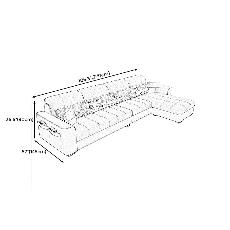 Modern Square Arm Sectionals 106.3"L High Back Sofa and Chaise with Storage Clearhalo 'furn' 'furn_sectionals' 'Furniture' 'furniture_sectionals' 'kitchen' 'kitchen_sectionals' 'Living Room Furniture' 'Sectionals' 4819767