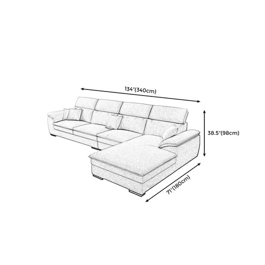 Contemporary Linen Right Hand Facing Sectional Pillow Top Arm Sofa and Chaise Clearhalo 'furn' 'furn_sectionals' 'Furniture' 'furniture_sectionals' 'kitchen' 'kitchen_sectionals' 'Living Room Furniture' 'Sectionals' 4819778