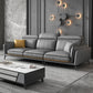 Modern Square Arm Cushion Back Sectional Faux Leather Sofa and Chaise in Dark Gray 98"L x 36"W x 35"H Latex Clearhalo 'furn' 'furn_sectionals' 'Furniture' 'furniture_sectionals' 'kitchen' 'kitchen_sectionals' 'Living Room Furniture' 'Sectionals' 4819781