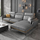 Modern Square Arm Cushion Back Sectional Faux Leather Sofa and Chaise in Dark Gray 98"L x 67"W x 35"H Sponge Clearhalo 'furn' 'furn_sectionals' 'Furniture' 'furniture_sectionals' 'kitchen' 'kitchen_sectionals' 'Living Room Furniture' 'Sectionals' 4819783