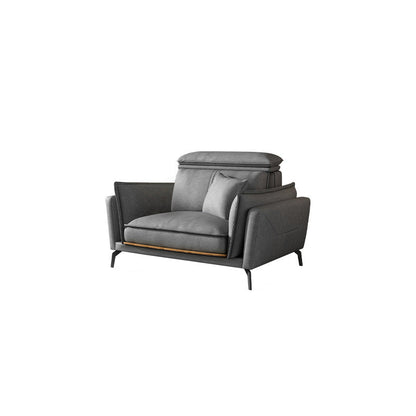Modern Square Arm Cushion Back Sectional Faux Leather Sofa and Chaise in Dark Gray 47''L x36"W x 35"H Clearhalo 'furn' 'furn_sectionals' 'Furniture' 'furniture_sectionals' 'kitchen' 'kitchen_sectionals' 'Living Room Furniture' 'Sectionals' 4819784