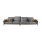 Modern Square Arm Cushion Back Sectional Faux Leather Sofa and Chaise in Dark Gray 126''L x36"W x 35"H Clearhalo 'furn' 'furn_sectionals' 'Furniture' 'furniture_sectionals' 'kitchen' 'kitchen_sectionals' 'Living Room Furniture' 'Sectionals' 4819785