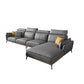 Modern Square Arm Cushion Back Sectional Faux Leather Sofa and Chaise in Dark Gray Clearhalo 'furn' 'furn_sectionals' 'Furniture' 'furniture_sectionals' 'kitchen' 'kitchen_sectionals' 'Living Room Furniture' 'Sectionals' 4819786