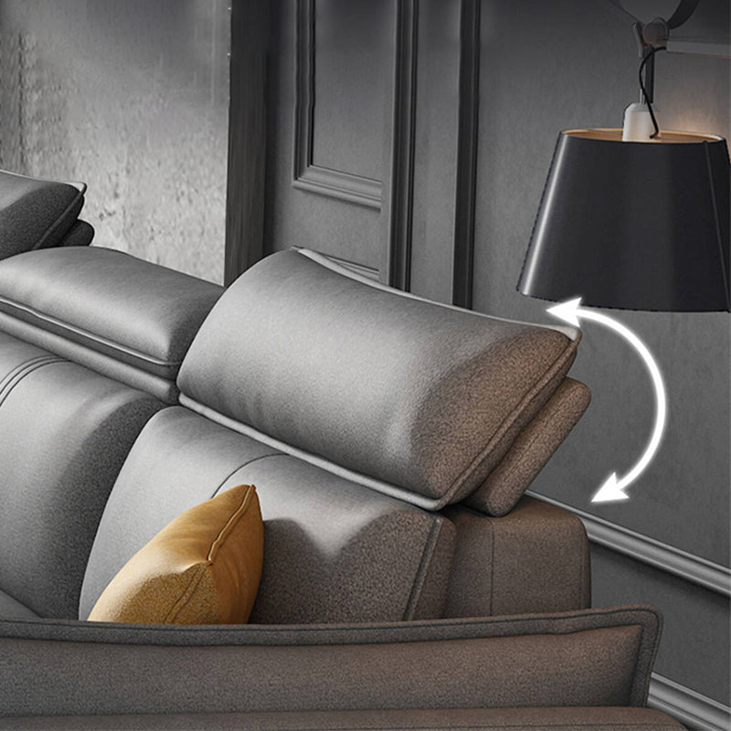 Modern Square Arm Cushion Back Sectional Faux Leather Sofa and Chaise in Dark Gray Clearhalo 'furn' 'furn_sectionals' 'Furniture' 'furniture_sectionals' 'kitchen' 'kitchen_sectionals' 'Living Room Furniture' 'Sectionals' 4819787