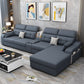 Recessed Arm Pillowed Back Cushions Sofa and Chaise Linen/Faux Leather Sectional Faux Leather Dark Gray Clearhalo 'furn' 'furn_sectionals' 'Furniture' 'furniture_sectionals' 'kitchen' 'kitchen_sectionals' 'Living Room Furniture' 'Sectionals' 4819816