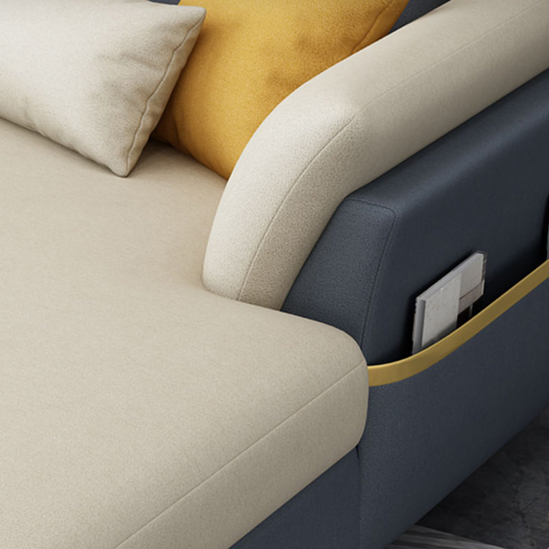 124.01" L x 70.86" W x 35.43" H Faux Leather Sectional Pillow Top Arm Sofa and Chaise Clearhalo 'furn' 'furn_sectionals' 'Furniture' 'furniture_sectionals' 'kitchen' 'kitchen_sectionals' 'Living Room Furniture' 'Sectionals' 4819847