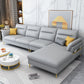 124.01" L x 70.86" W x 35.43" H Faux Leather Sectional Pillow Top Arm Sofa and Chaise Light Gray Clearhalo 'furn' 'furn_sectionals' 'Furniture' 'furniture_sectionals' 'kitchen' 'kitchen_sectionals' 'Living Room Furniture' 'Sectionals' 4819849
