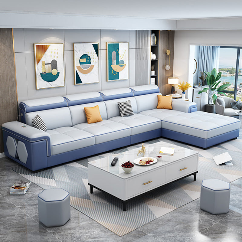 Modern 70"D L-shape Sectional Right Facing Sofa with Reversible Chaise for Living Room Ocean Blue Clearhalo 'Furniture' 'furniture_sectionals' 'kitchen' 'kitchen_sectionals' 'Living Room Furniture' 'Sectionals' 4819856