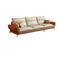 Modern Cream Genuine Leather Sofa Pillow Top Arm Sectional for Apartment 108"L x 37"W x 34"H Clearhalo 'furn' 'furn_sectionals' 'Furniture' 'furniture_sectionals' 'kitchen' 'kitchen_sectionals' 'Living Room Furniture' 'Sectionals' 4819888