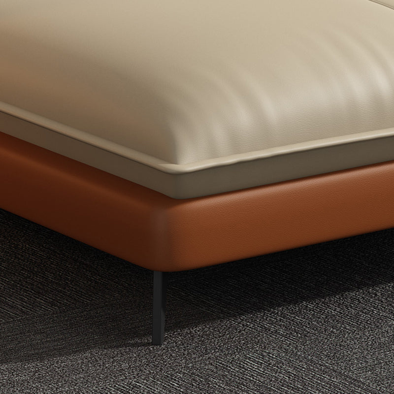 Modern Cream Genuine Leather Sofa Pillow Top Arm Sectional for Apartment Clearhalo 'furn' 'furn_sectionals' 'Furniture' 'furniture_sectionals' 'kitchen' 'kitchen_sectionals' 'Living Room Furniture' 'Sectionals' 4819890