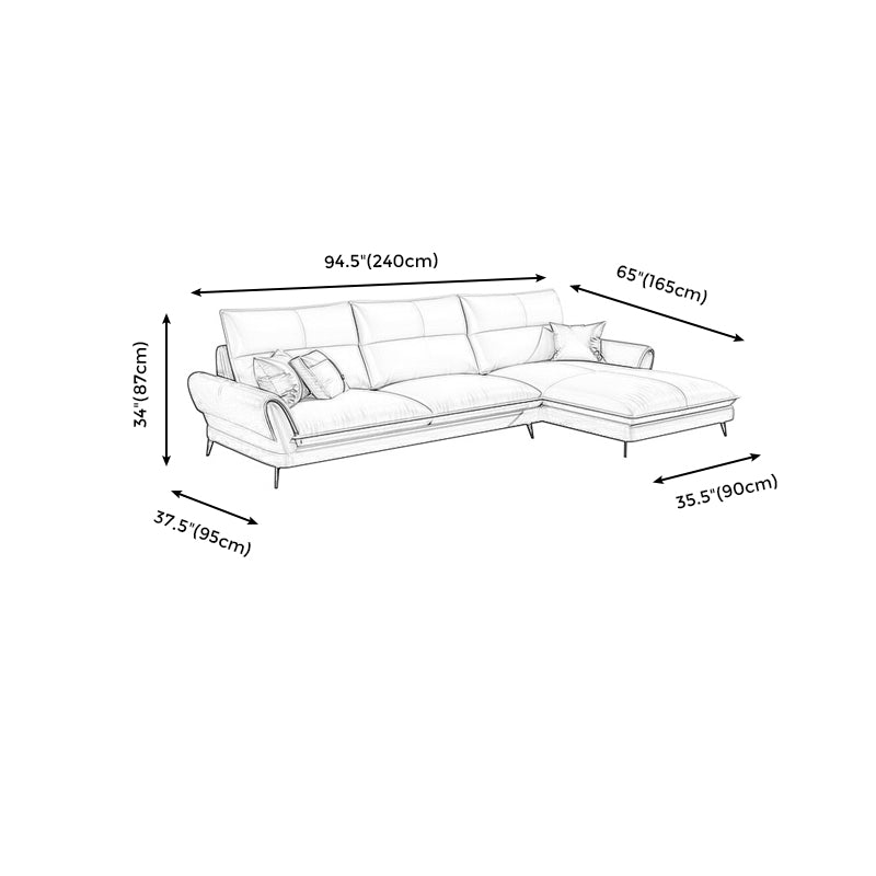 Modern Cream Genuine Leather Sofa Pillow Top Arm Sectional for Apartment Clearhalo 'furn' 'furn_sectionals' 'Furniture' 'furniture_sectionals' 'kitchen' 'kitchen_sectionals' 'Living Room Furniture' 'Sectionals' 4819896
