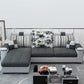 Dark Gray Pillow Top Arm Sectional Upholstered Cushions Back Sofa and Chaise 83"L x 55"W x 29.5"H Cotton Blend Latex Clearhalo 'furn' 'furn_sectionals' 'Furniture' 'furniture_sectionals' 'kitchen' 'kitchen_sectionals' 'Living Room Furniture' 'Sectionals' 4819929