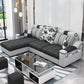 Dark Gray Pillow Top Arm Sectional Upholstered Cushions Back Sofa and Chaise 83"L x 55"W x 29.5"H Faux Leather Latex Clearhalo 'furn' 'furn_sectionals' 'Furniture' 'furniture_sectionals' 'kitchen' 'kitchen_sectionals' 'Living Room Furniture' 'Sectionals' 4819932