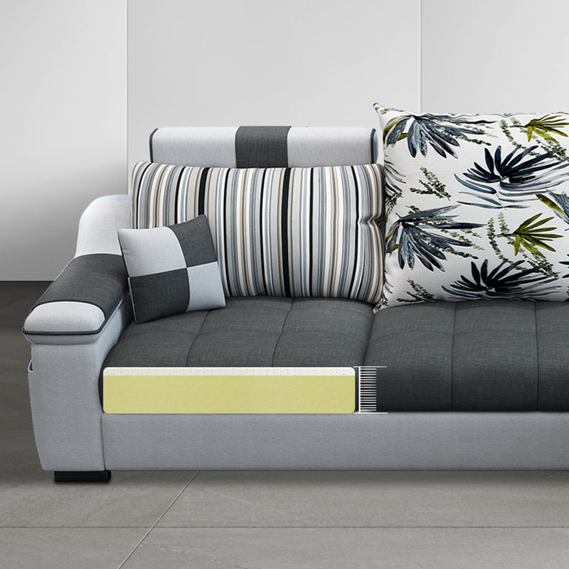 Dark Gray Pillow Top Arm Sectional Upholstered Cushions Back Sofa and Chaise Clearhalo 'furn' 'furn_sectionals' 'Furniture' 'furniture_sectionals' 'kitchen' 'kitchen_sectionals' 'Living Room Furniture' 'Sectionals' 4819938