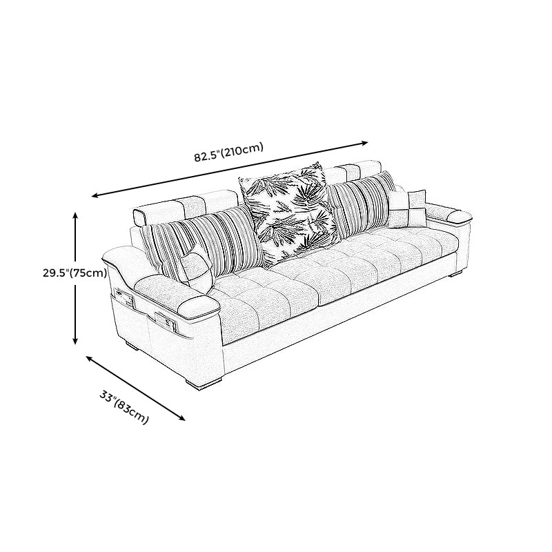 Dark Gray Pillow Top Arm Sectional Upholstered Cushions Back Sofa and Chaise Clearhalo 'furn' 'furn_sectionals' 'Furniture' 'furniture_sectionals' 'kitchen' 'kitchen_sectionals' 'Living Room Furniture' 'Sectionals' 4819942