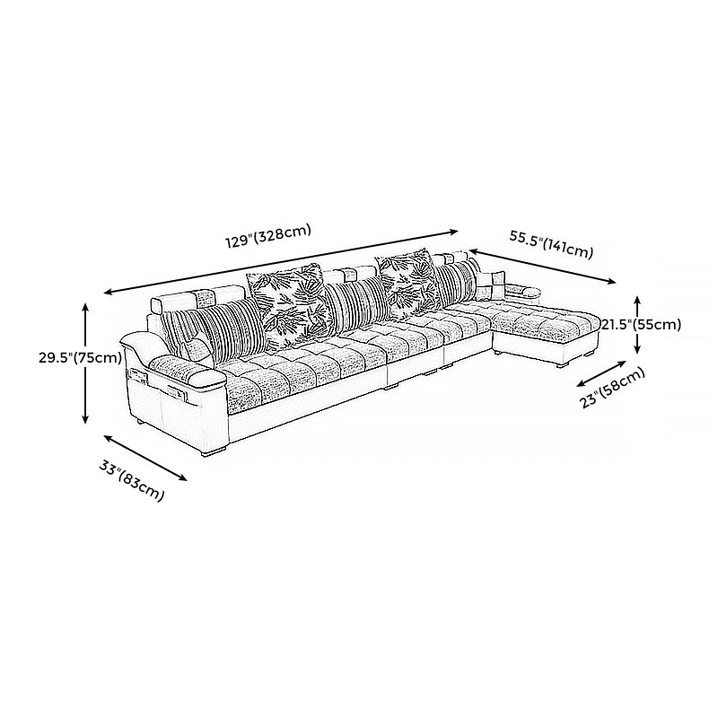 Dark Gray Pillow Top Arm Sectional Upholstered Cushions Back Sofa and Chaise Clearhalo 'furn' 'furn_sectionals' 'Furniture' 'furniture_sectionals' 'kitchen' 'kitchen_sectionals' 'Living Room Furniture' 'Sectionals' 4819946